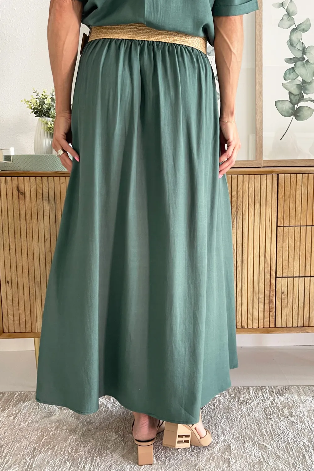 Boho Belted Midi Skirt