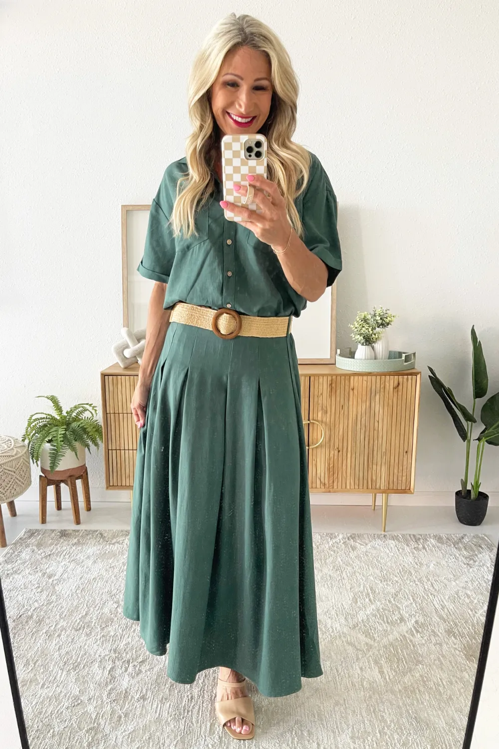 Boho Belted Midi Skirt