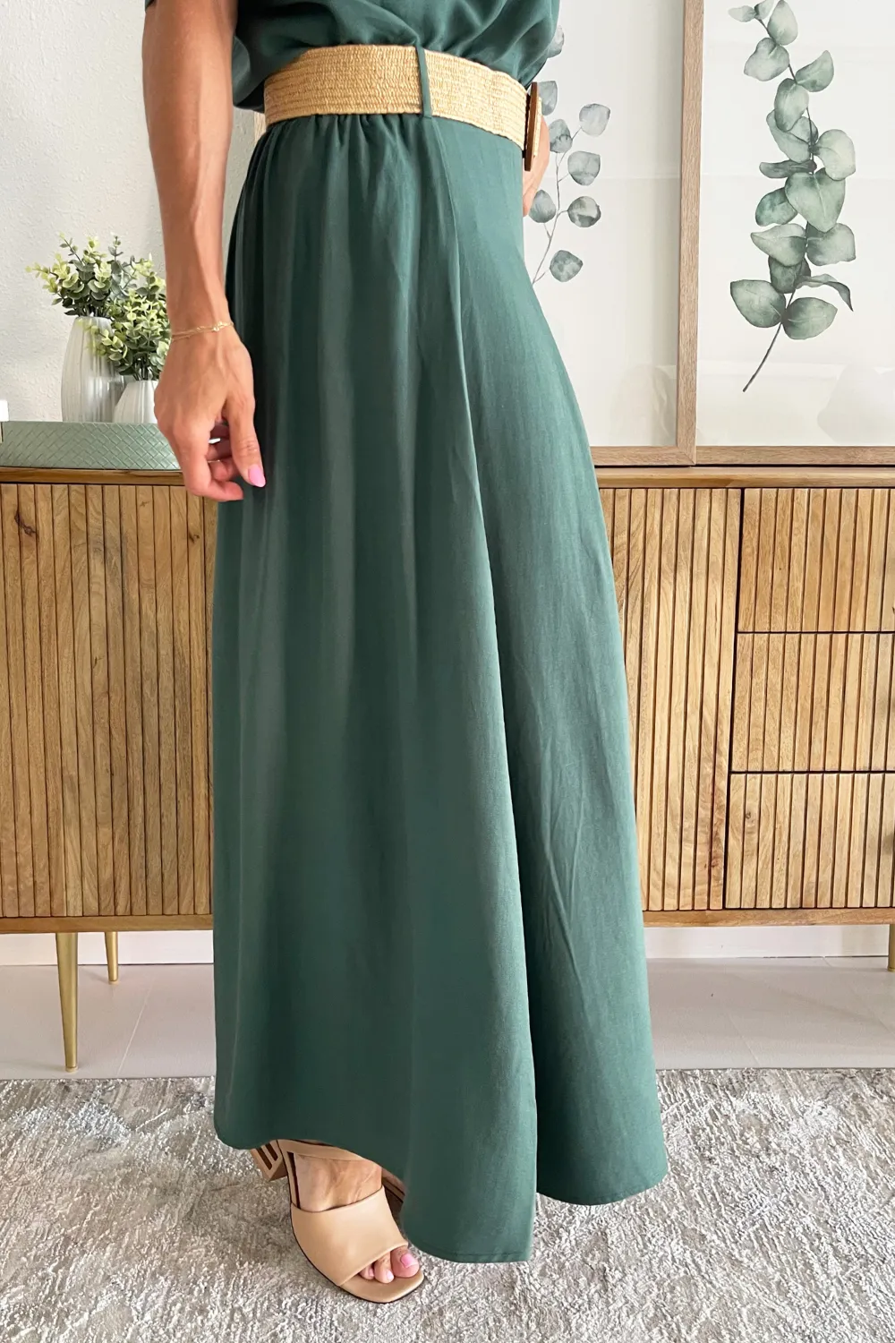 Boho Belted Midi Skirt