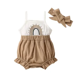 Brown Rainbow Romper & Matching Headband