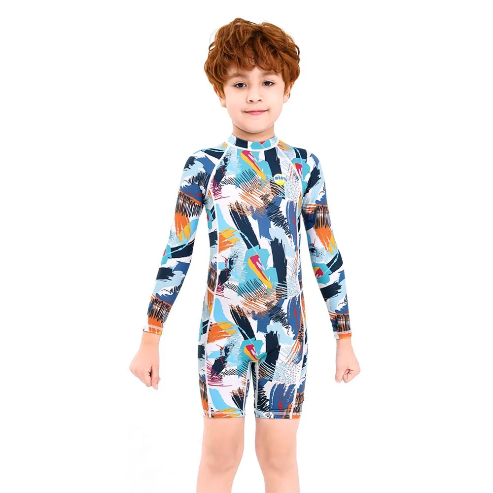 Little Surprise Box Full Sleeves Knee Length Multi Geometric Print Kids Swimwear UP50  