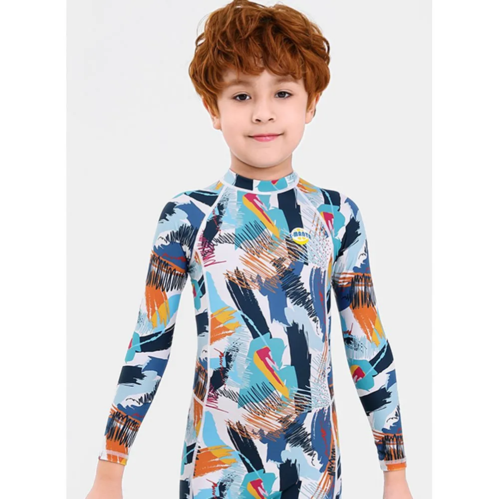 Little Surprise Box Full Sleeves Knee Length Multi Geometric Print Kids Swimwear UP50  