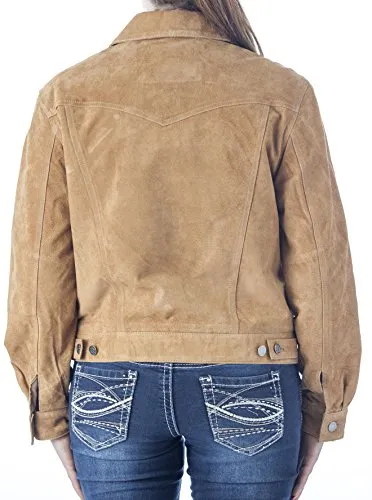REED Women's Western Jean Shirt Style Suede Leather Jacket