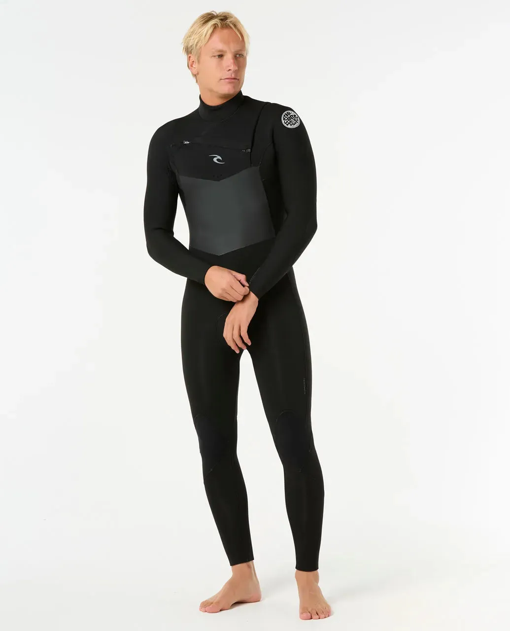 Rip Curl Men's Dawn Patrol 4/3 Chest Zip Wetsuit Black 157MFS-0090