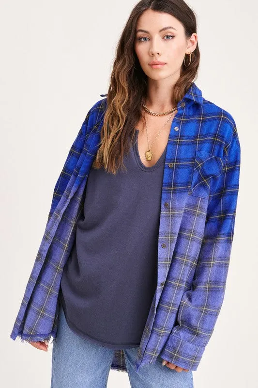 TWO-TONE BUTTON UP SHIRT