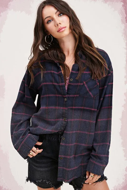 TWO-TONE BUTTON UP SHIRT