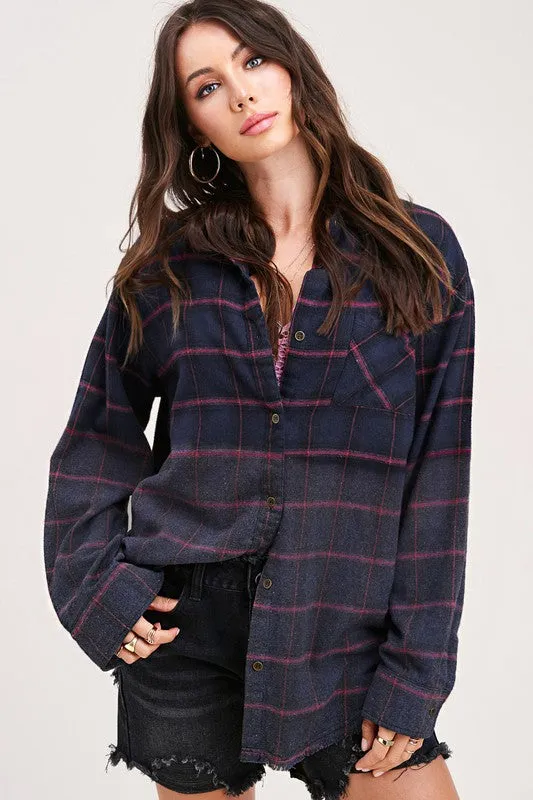 TWO-TONE BUTTON UP SHIRT