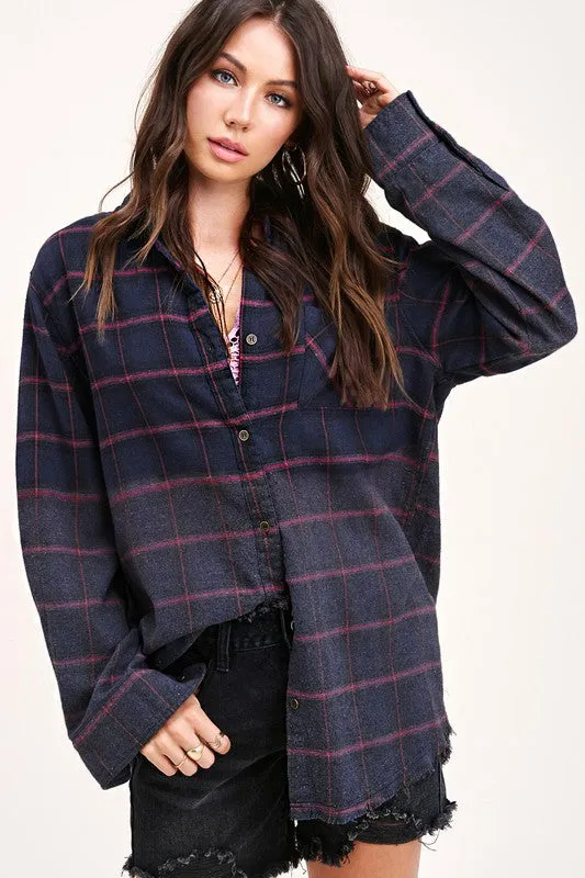 TWO-TONE BUTTON UP SHIRT
